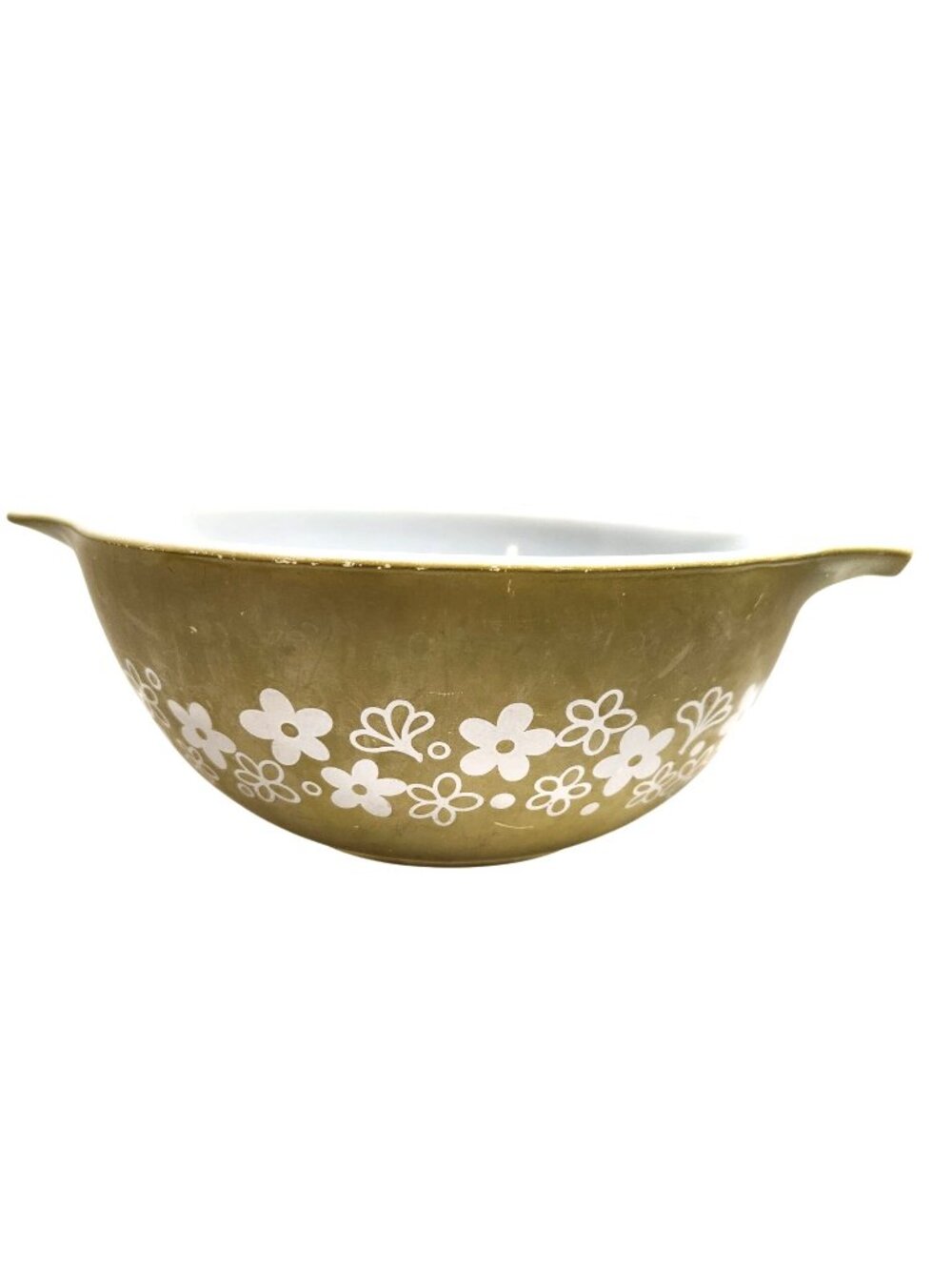 Vintage Pyrex Spring Blossom Green Mixing Bowl With Dual Handles 1.5 Quart READ